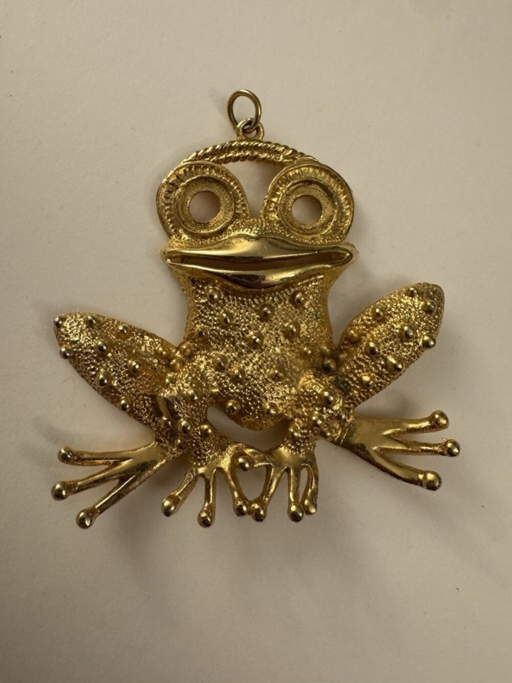 Vintage Large Frog Figure Necklace Pendant H17